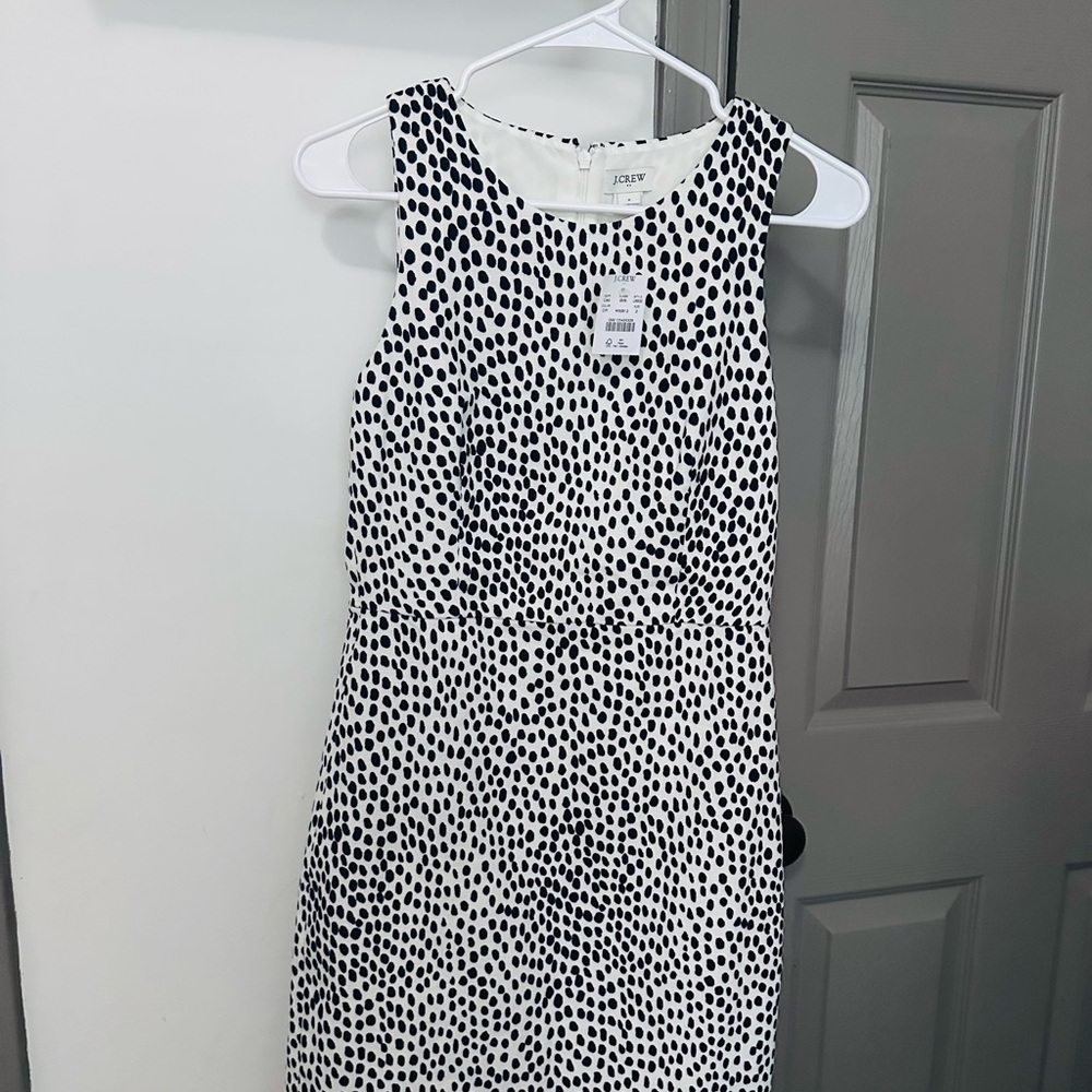 J. Crew Black and White Polka Dot Midi Dress